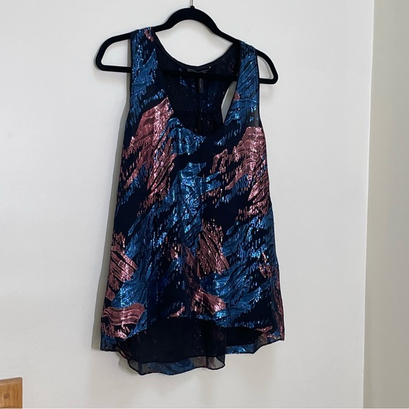 { BCBGMaxAzria Tank } Metallic Jacquard Jewel Tank Twiggy - Picture 2 of 9